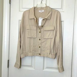 NWT Beige Bomber Style Lightweight Jacket Size XL